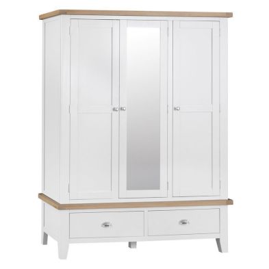 See more information about the Lighthouse Large Wardrobe Oak & White 3 Door 2 Drawer With Mirror